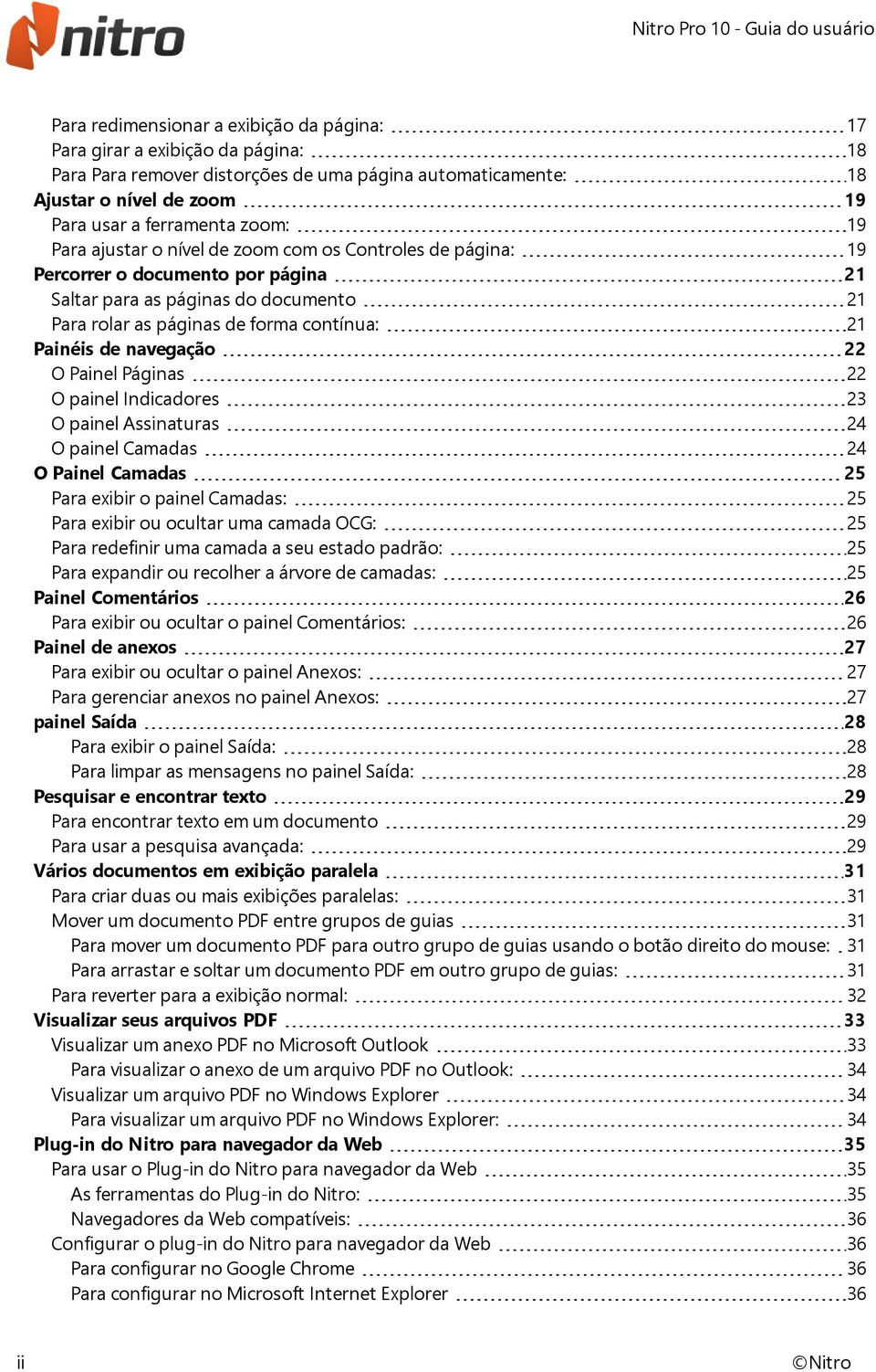 navegação 22 O Painel Páginas 22 O painel Indicadores 23 O painel Assinaturas 24 O painel Camadas 24 O Painel Camadas 25 Para exibir o painel Camadas: 25 Para exibir ou ocultar uma camada OCG: 25