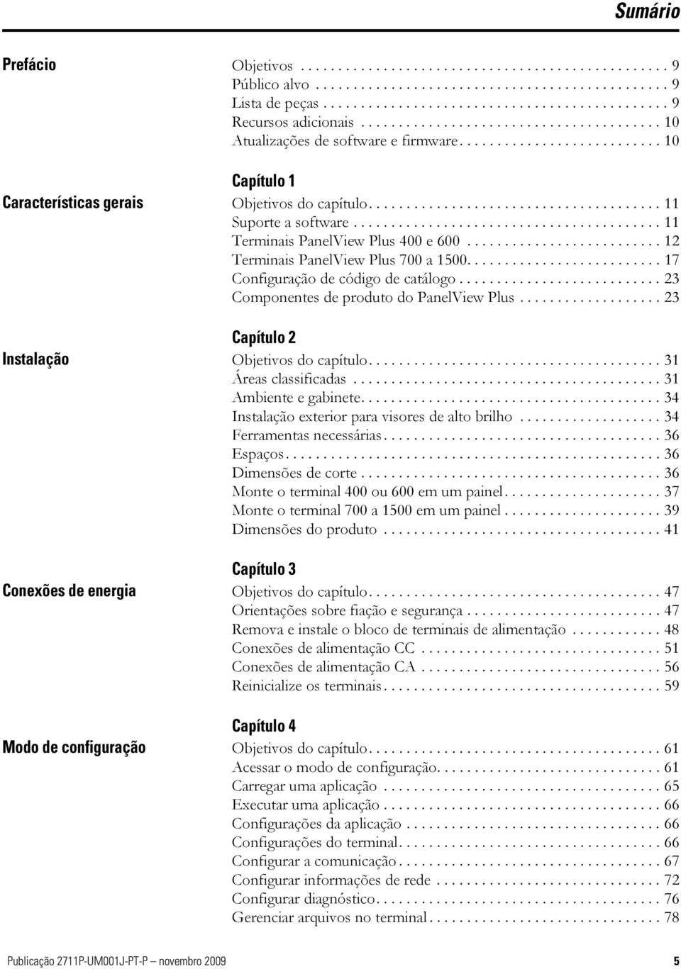 ........................................ 11 Terminais PanelView Plus 400 e 600.......................... 12 Terminais PanelView Plus 700 a 1500.......................... 17 Configuração de código de catálogo.