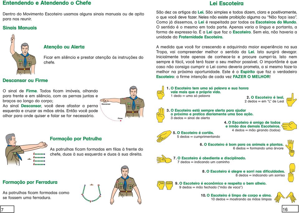 Todos ficam imóveis, olhando para frente e em silêncio, com as pernas juntas e braços ao longo do corpo; Ao sinal Descansar, você deve afastar a perna esquerda e cruzar as mãos atrás.