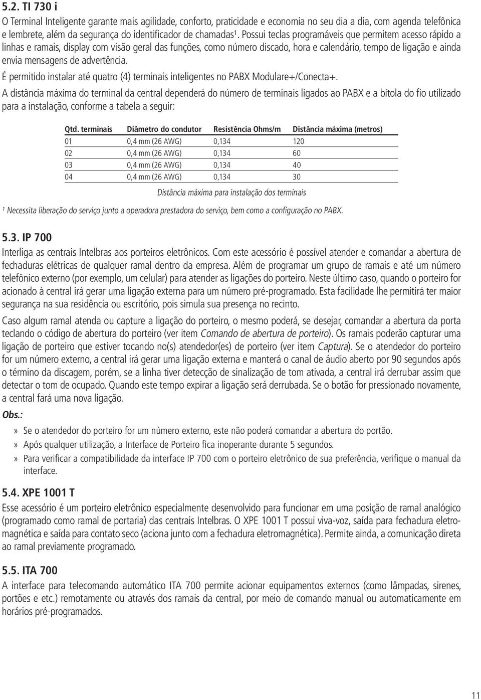 advertência. É permitido instalar até quatro (4) terminais inteligentes no PABX Modulare+/Conecta+.