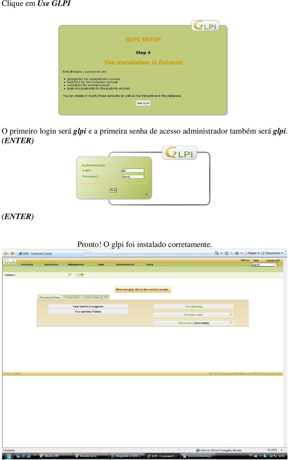 administrador também será glpi.