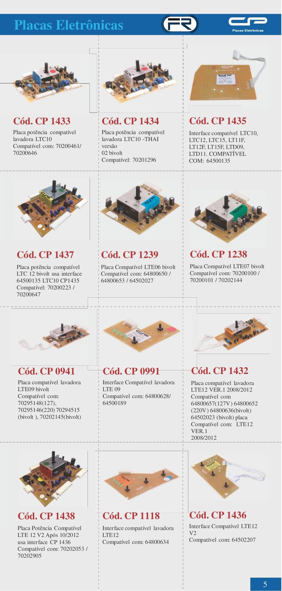 COMPATÍVEL COM: 64500135 Cód. CP 1437 Placa potência compatível LTC 12 bivolt usa interface 64500135 LTC10 CP1435 Compatível: 70200223 / 70200647 Cód.