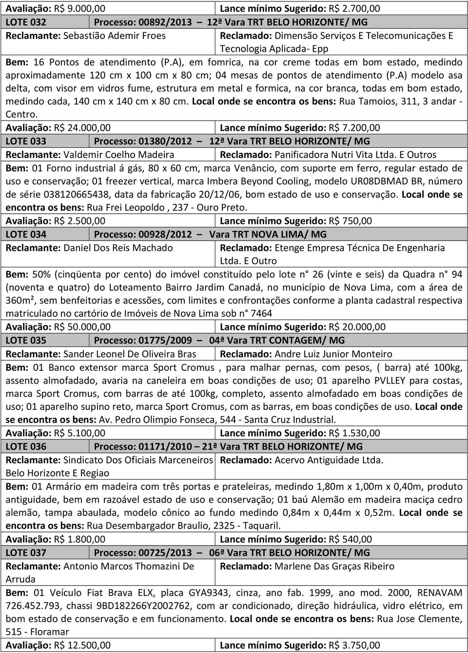 atendimento (P.A), em fomrica, na cor creme todas em bom estado, medindo aproximadamente 120 cm x 100 cm x 80 cm; 04 mesas de pontos de atendimento (P.