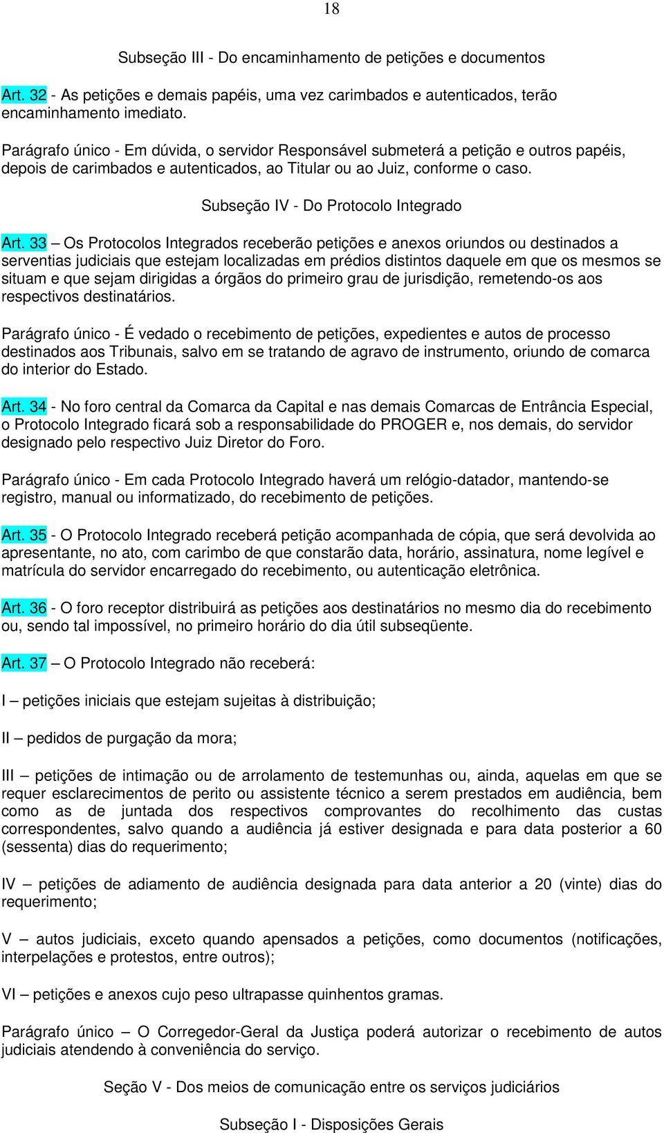 Subseção IV - Do Protocolo Integrado Art.