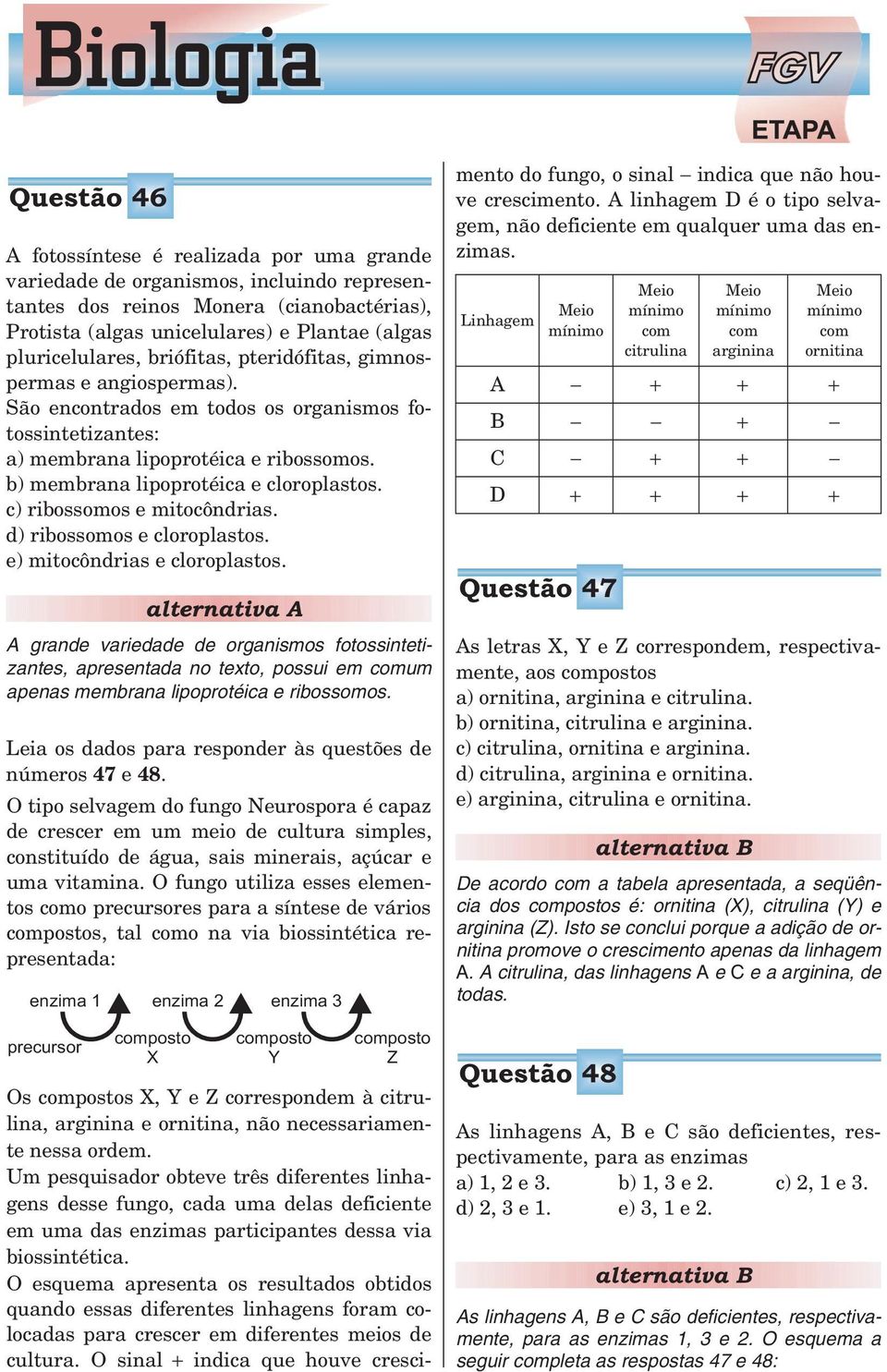 b) membrana lipoprotéica e cloroplastos. c) ribossomos e mitocôndrias. d) ribossomos e cloroplastos. e) mitocôndrias e cloroplastos.