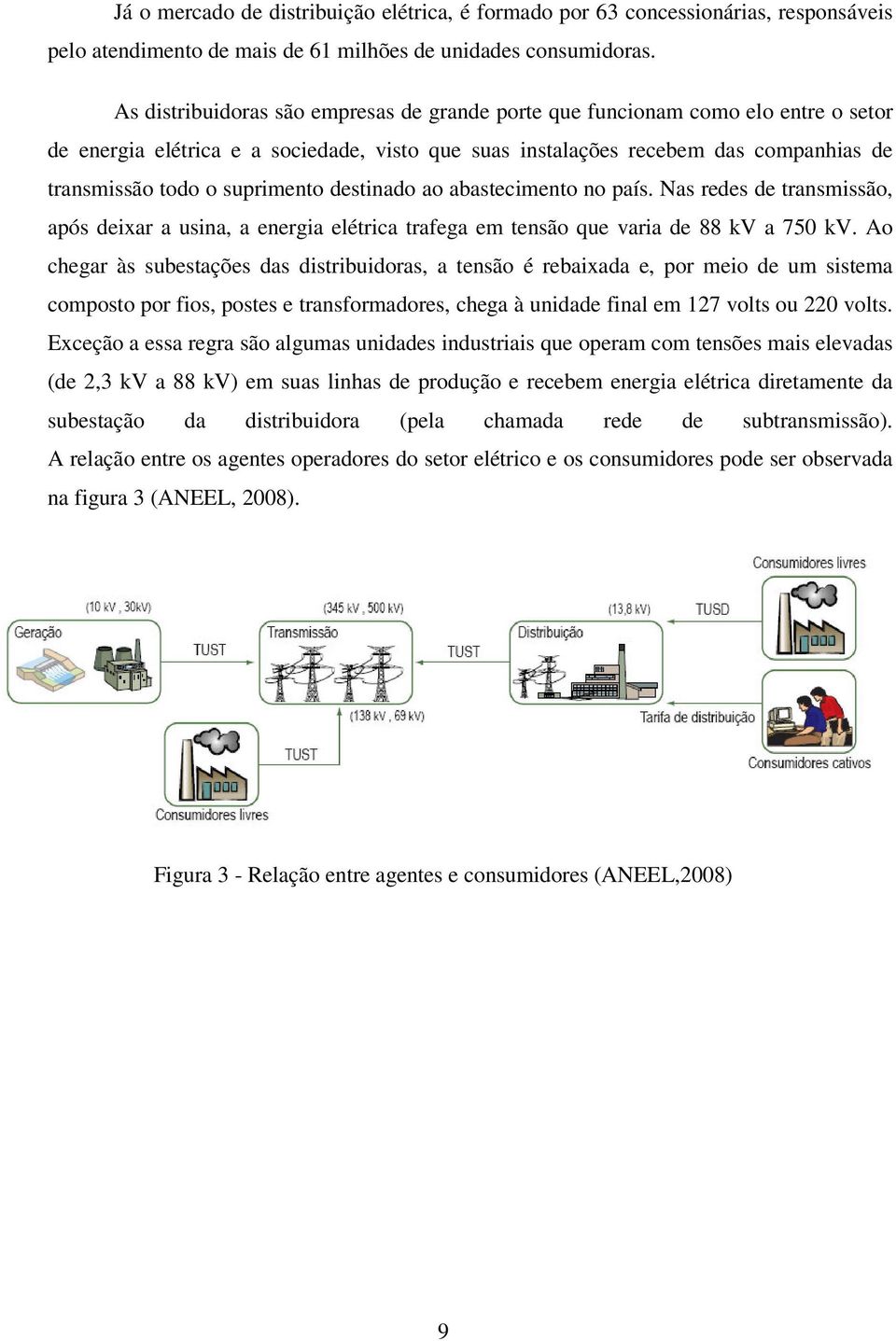 suprimento destinado ao abastecimento no país. Nas redes de transmissão, após deixar a usina, a energia elétrica trafega em tensão que varia de 88 kv a 750 kv.