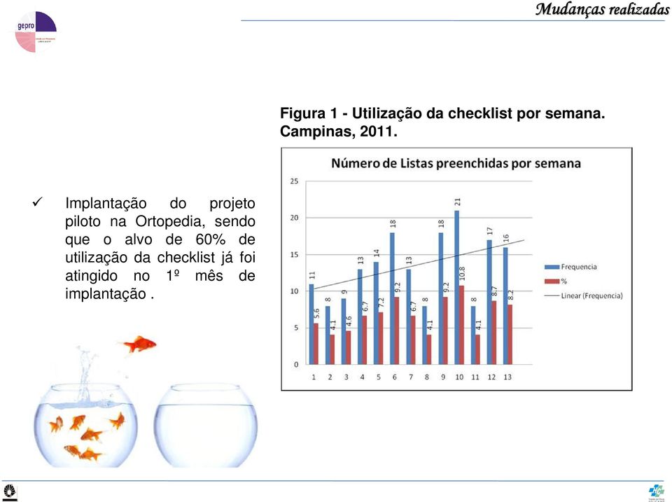 Implantação do projeto piloto na Ortopedia, sendo que o