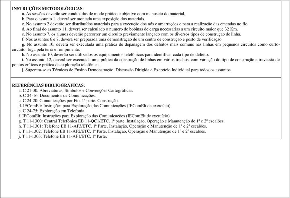 No assunto 7, os alunos deverão percorrer um circuito previamente lançado com os diversos tipos de construção de linha. f.