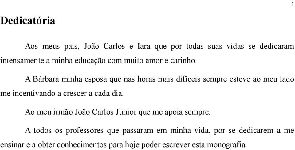 A Bárbara minha esposa que nas horas mais difíceis sempre esteve ao meu lado me incentivando a crescer a cada dia.