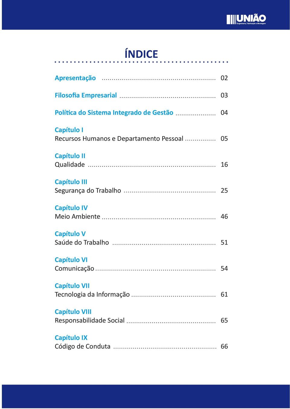 Meio Ambiente Capítulo V Saúde do Trabalho Capítulo VI Comunicação Capítulo VII Tecnologia da