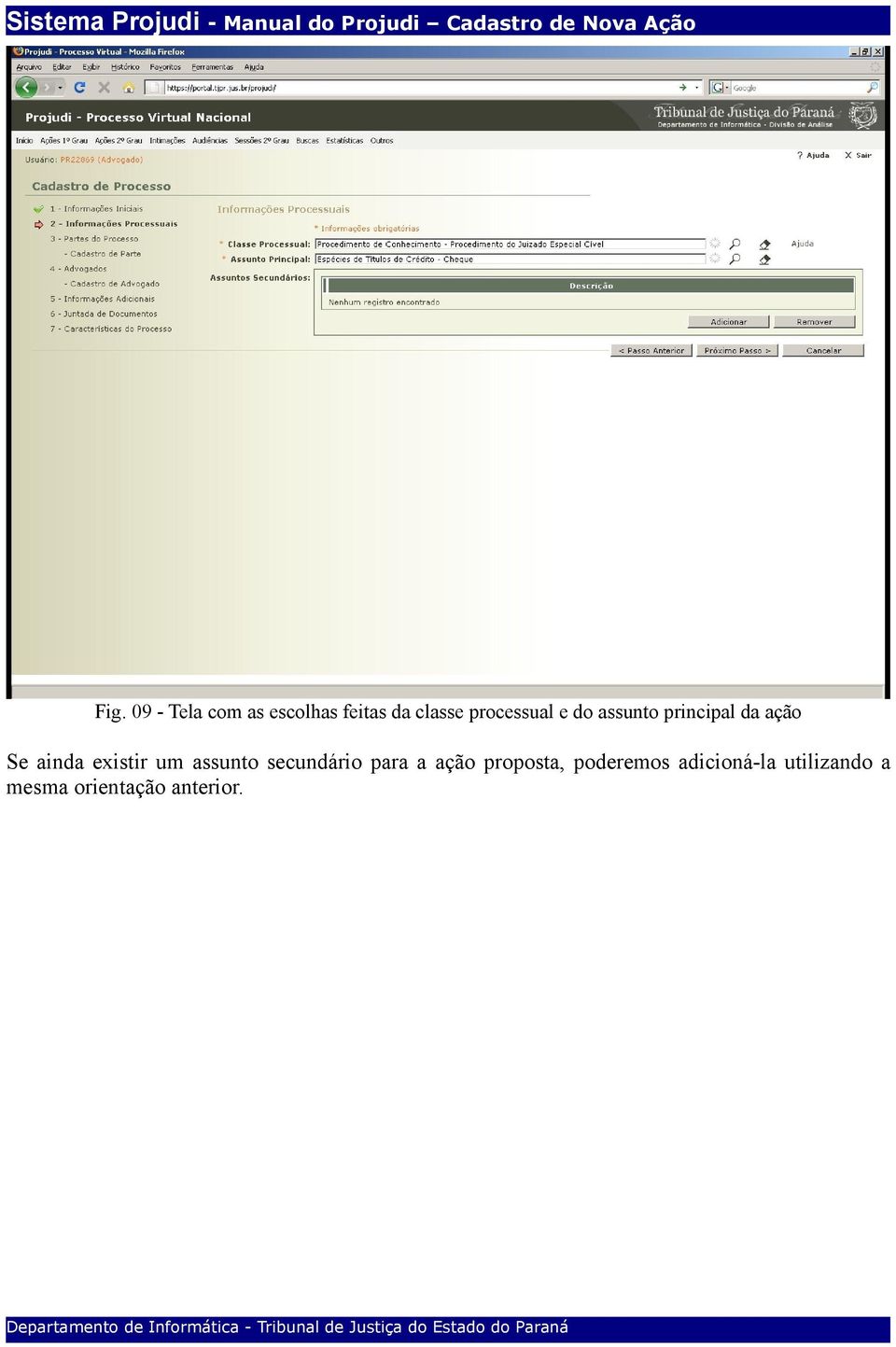 existir um assunto secundário para a ação proposta,