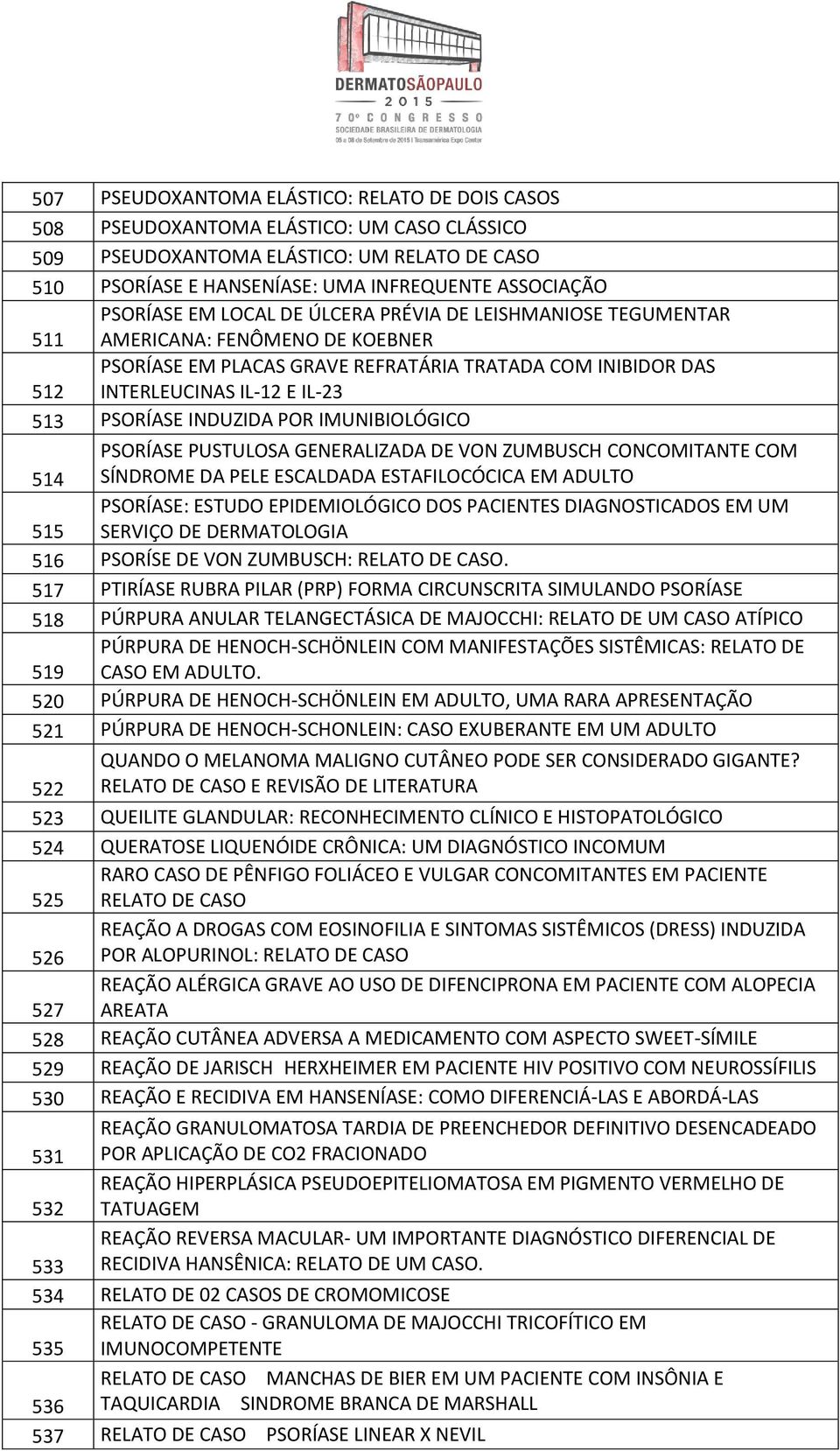 PSORÍASE INDUZIDA POR IMUNIBIOLÓGICO PSORÍASE PUSTULOSA GENERALIZADA DE VON ZUMBUSCH CONCOMITANTE COM 514 SÍNDROME DA PELE ESCALDADA ESTAFILOCÓCICA EM ADULTO PSORÍASE: ESTUDO EPIDEMIOLÓGICO DOS