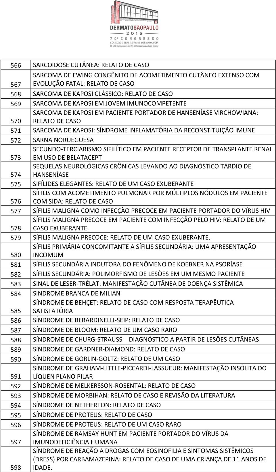 NORUEGUESA SECUNDO-TERCIARISMO SIFILÍTICO EM PACIENTE RECEPTOR DE TRANSPLANTE RENAL 573 EM USO DE BELATACEPT SEQUELAS NEUROLÓGICAS CRÔNICAS LEVANDO AO DIAGNÓSTICO TARDIO DE 574 HANSENÍASE 575