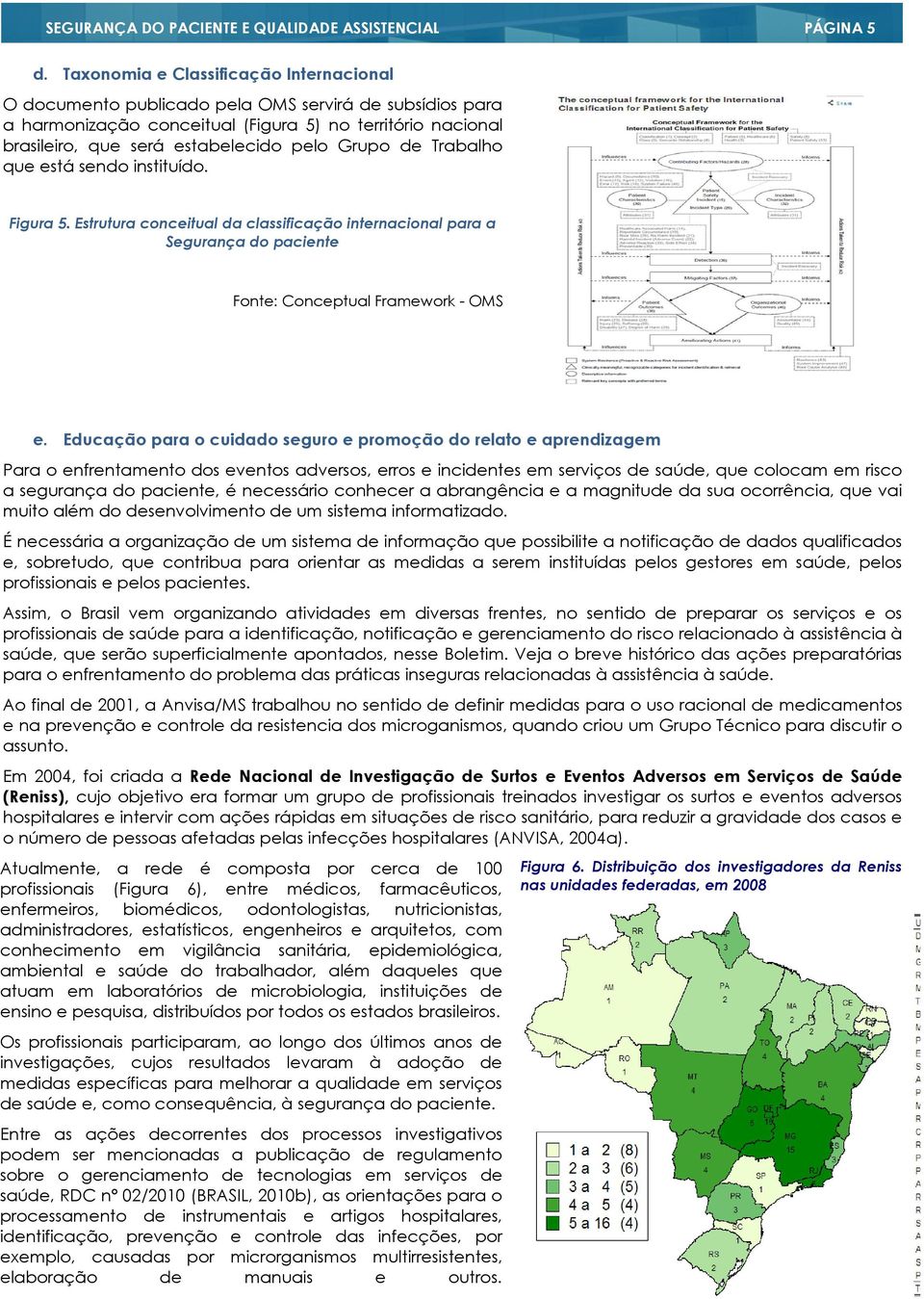 Grupo de Trabalho que está sendo instituído. Figura 5. Estrutura conceitual da classificação internacional para a Segurança do paciente Fonte: Conceptual Framework - OMS e.