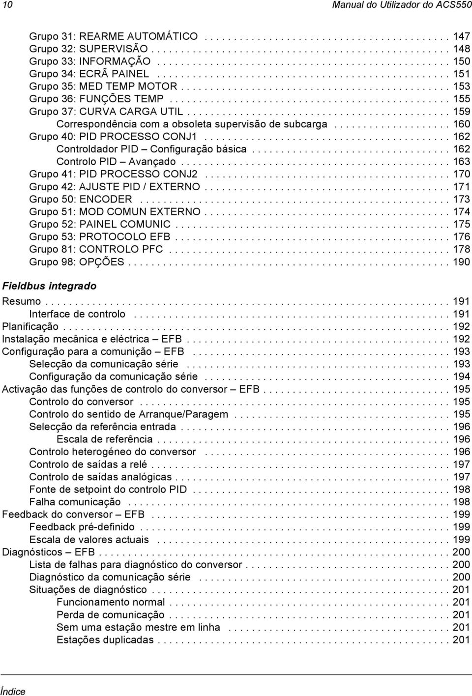 ............................................... 155 Grupo 37: CURVA CARGA UTIL............................................. 159 Correspondência com a obsoleta supervisão de subcarga.