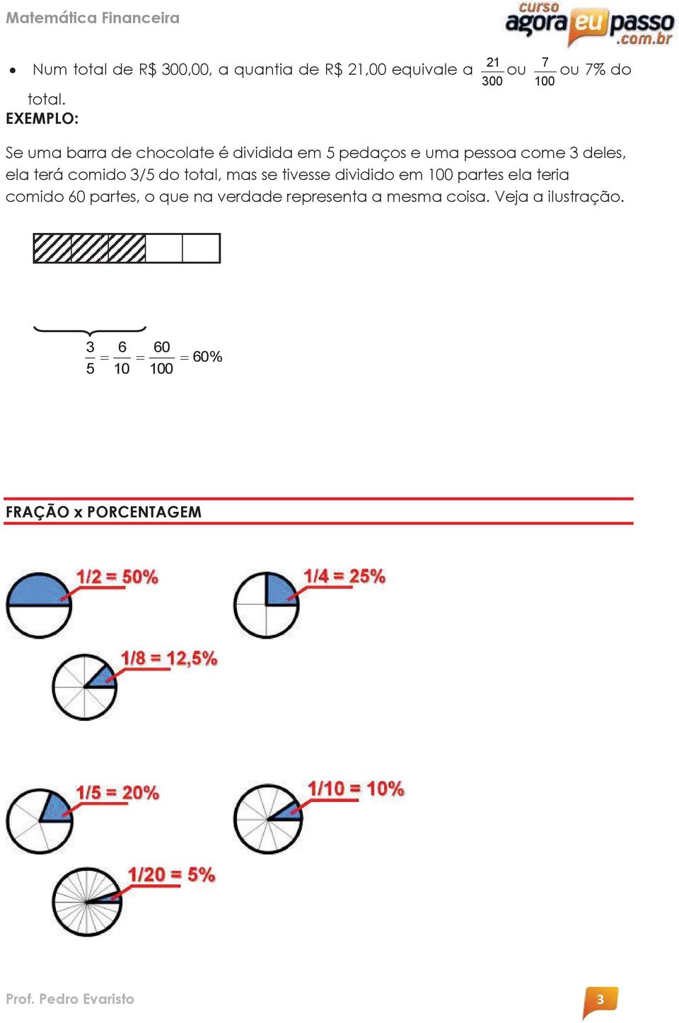 comido 3/5 do total, mas se tivesse dividido em 100 partes ela teria comido 60 partes, o que na