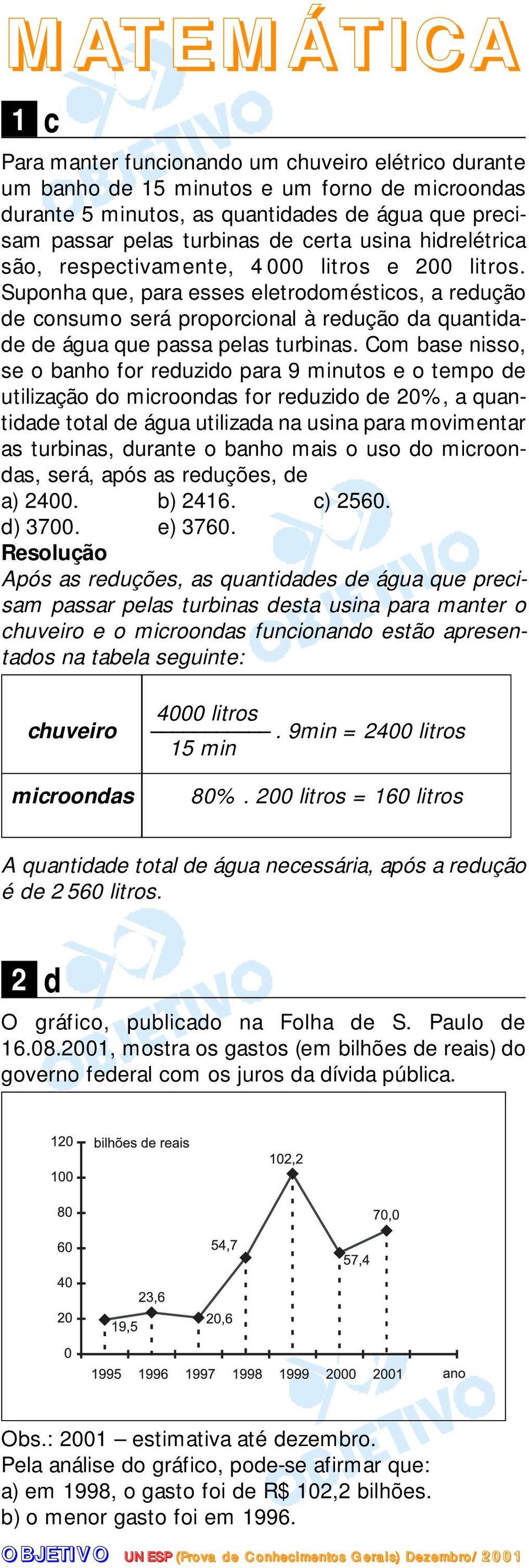 Suponha que, para esses eletrodomésticos, a redução de consumo será proporcional à redução da quantidade de água que passa pelas turbinas.