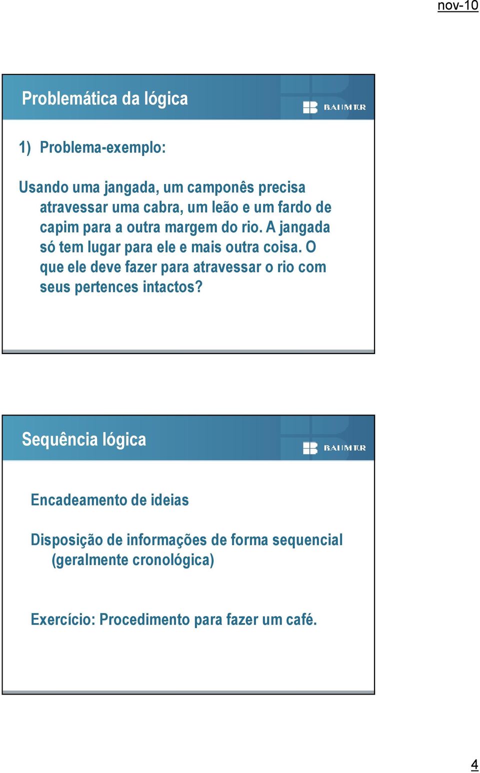 O que ele deve fazer para atravessar o rio com seus pertences intactos?