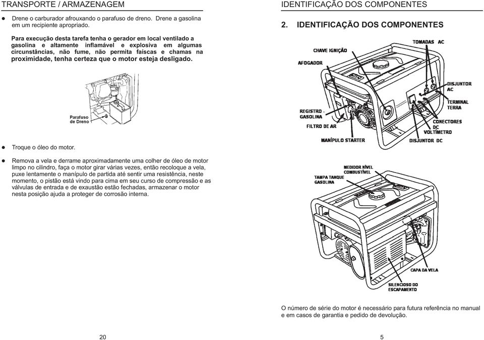 o motor esteja desigado. 2. IDENTIFICAÇÃO DOS COMPONENTES Troque o óeo do motor.