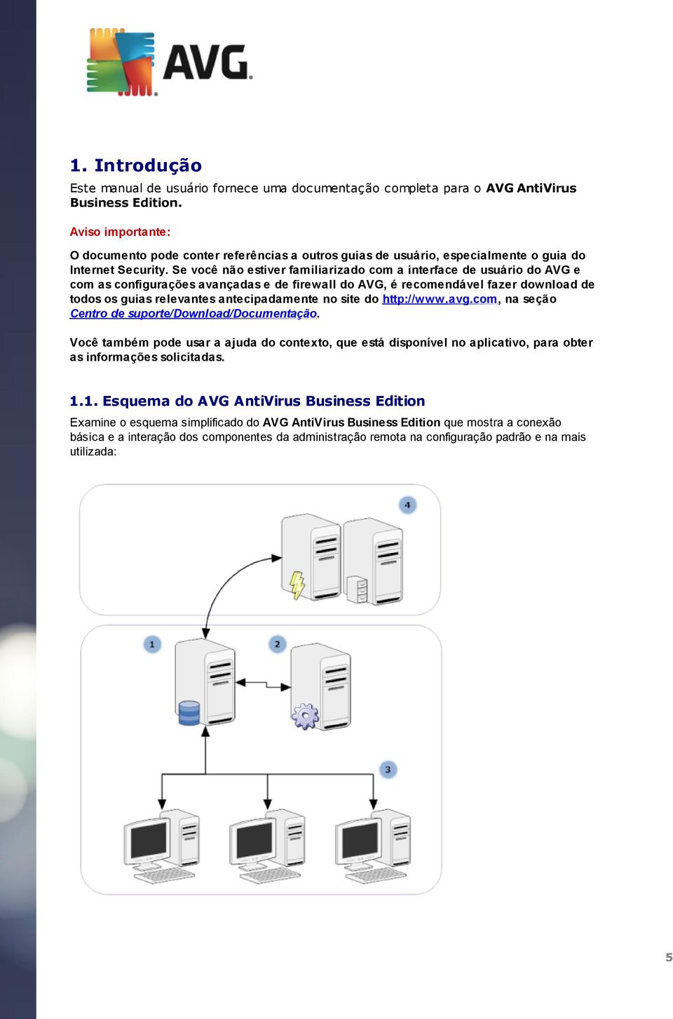 Se você não estiver familiarizado com a interface de usuário do AVG e com as configurações avançadas e de firewall do AVG, é recomendável fazer download de todos os guias relevantes antecipadamente