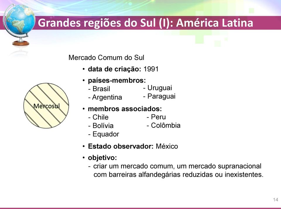 Colômbia - Equador Estado observador: México objetivo: - criar um mercado