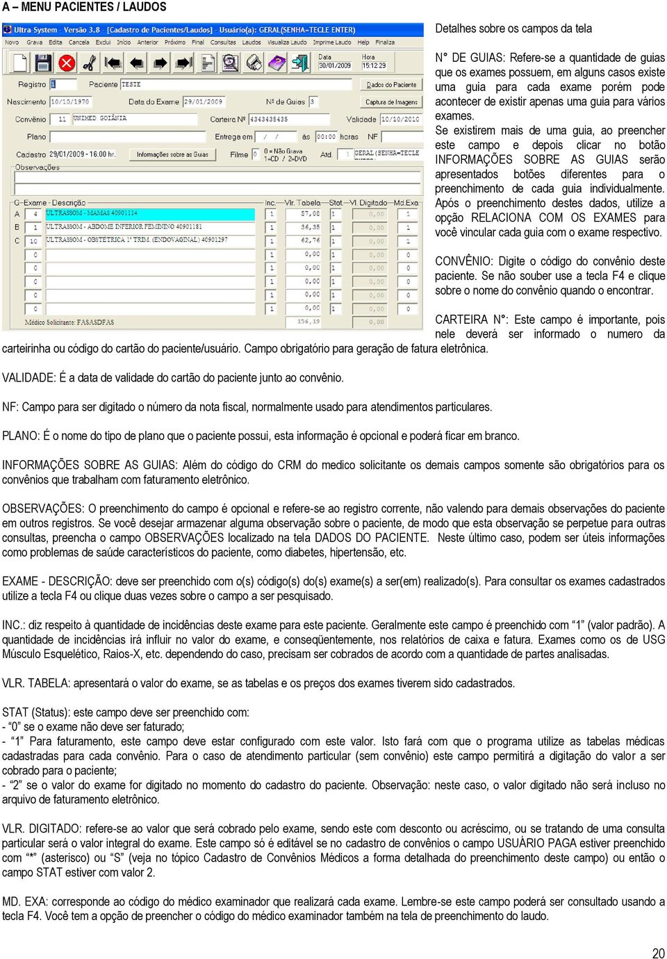 Se existirem mais de uma guia, ao preencher este campo e depois clicar no botão INFORMAÇÕES SOBRE AS GUIAS serão apresentados botões diferentes para o preenchimento de cada guia individualmente.