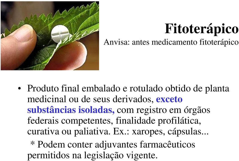 registro em órgãos federais competentes, finalidade profilática, curativa ou paliativa.