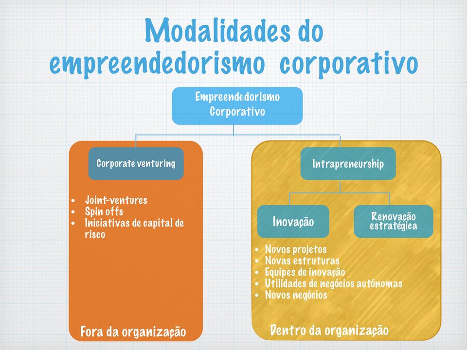 organização Inovação Intrapreneurship Renovação estratégica Novos projetos Novas