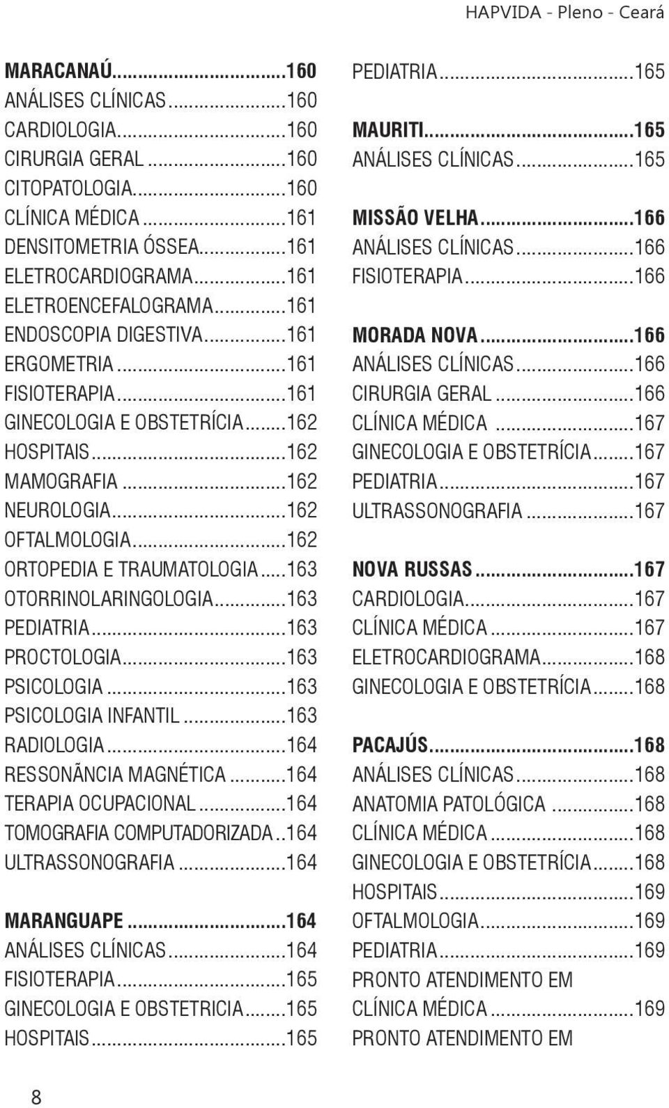 ..163 OTORRINOLARINGOLOGIA...163 PEDIATRIA...163 PROCTOLOGIA...163 PSICOLOGIA...163 PSICOLOGIA INFANTIL...163 RADIOLOGIA...164 RESSONÃNCIA MAGNÉTICA...164 TERAPIA OCUPACIONAL.