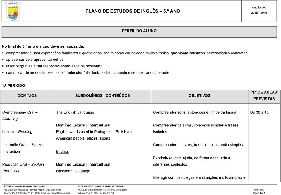 outros; fazer perguntas e dar respostas sobre aspetos pessoais; comunicar de modo simples, se o interlocutor falar lenta e distintamente e se mostrar cooperante. 1.