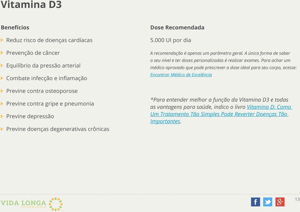 A única forma de saber o seu nível e ter doses personalizadas é realizar exames.