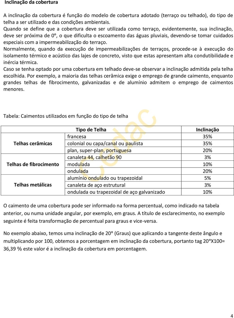 especiais com a impermeabilização do terraço.