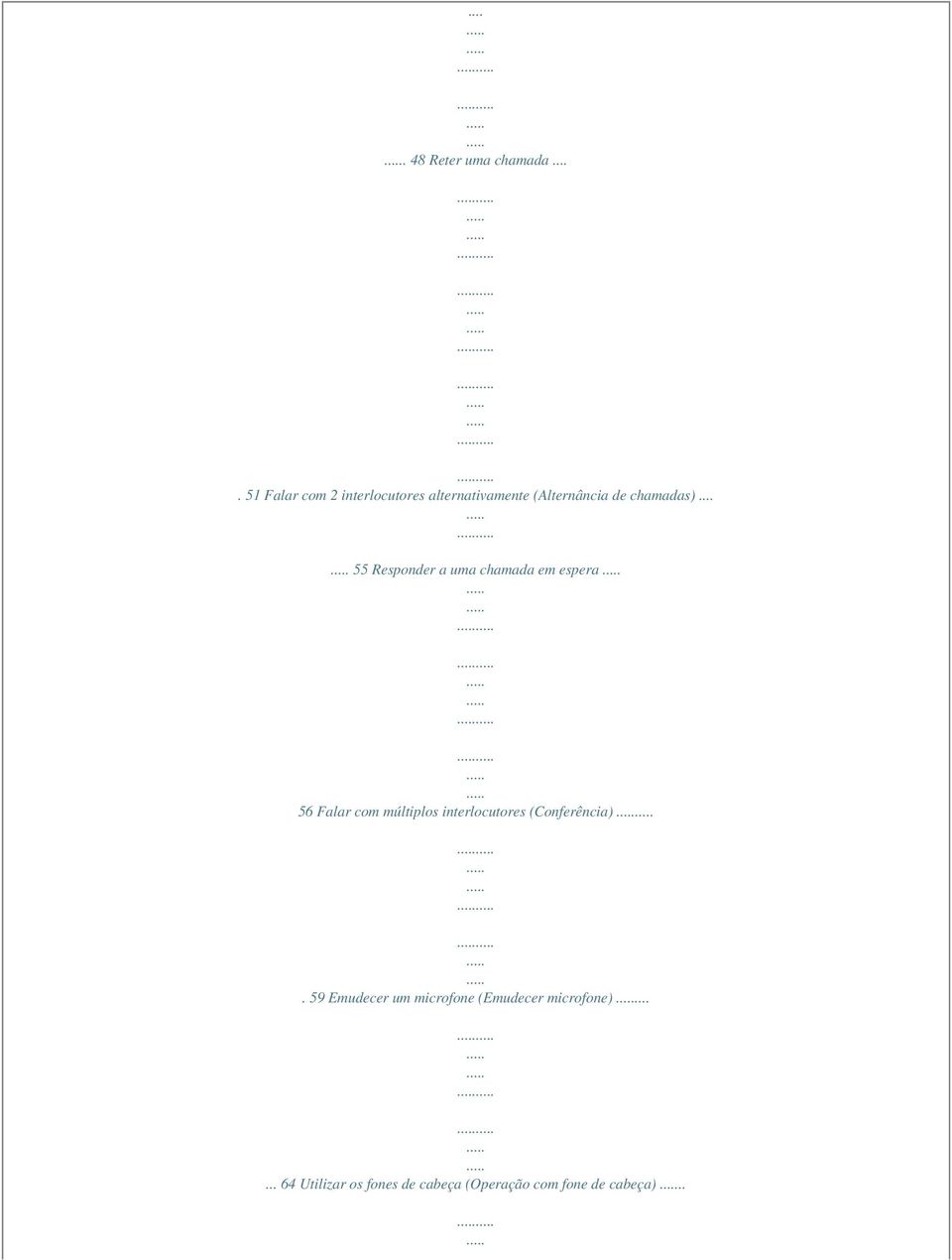 .. 55 Responder a uma chamada em espera 56 Falar com múltiplos interlocutores
