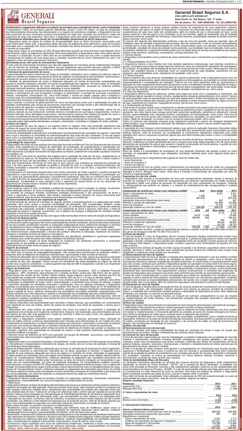 N determinção e no registro de estimtivs contábeis, Segurdor tem por bse preceres de seus consultores jurídicos especilists em cd áre, evolução dos processos e sttus de julgmento de cd cso específico.