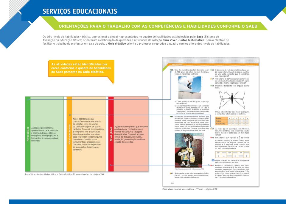 Com o objetivo de facilitar o trabalho do professor em sala de aula, o Guia didático orienta o professor e reproduz o quadro com os diferentes níveis de habilidades.