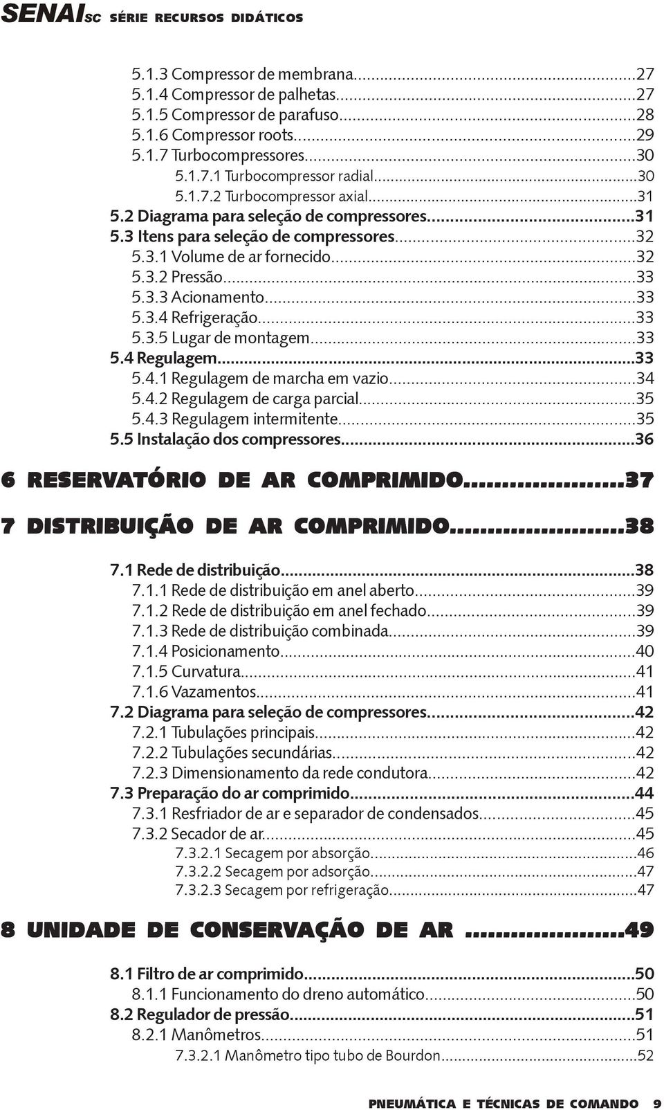 ..33 5.4 Regulagem...33 5.4.1 Regulagem de marcha em vazio...34 5.4.2 Regulagem de carga parcial...35 5.4.3 Regulagem intermitente...35 5.5 Instalação dos compressores.