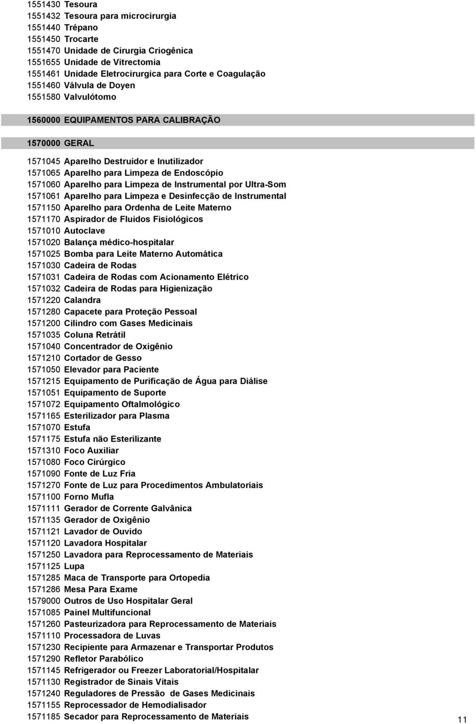 1571060 Aparelho para Limpeza de Instrumental por Ultra-Som 1571061 Aparelho para Limpeza e Desinfecção de Instrumental 1571150 Aparelho para Ordenha de Leite Materno 1571170 Aspirador de Fluidos