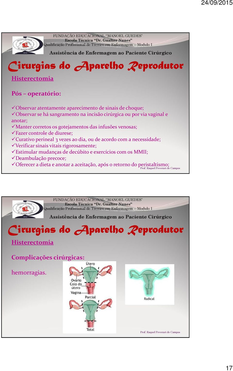 dia, ou de acordo com a necessidade; Verificar sinais vitais rigorosamente; Estimular mudanças de decúbito e exercícios com os MMII;