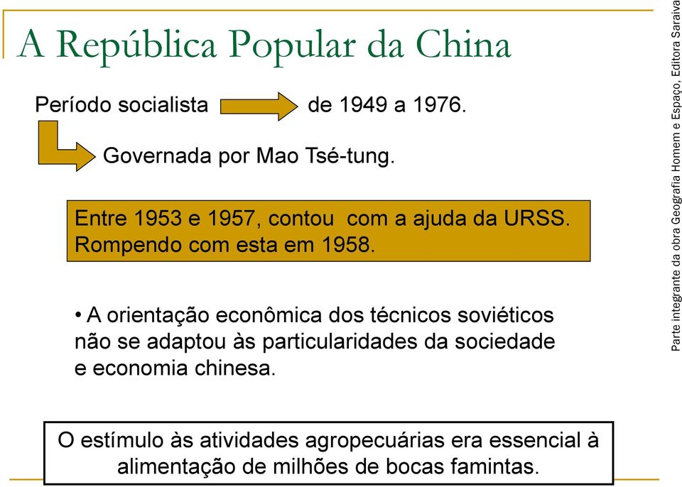 A orientação econômica dos técnicos soviéticos não se adaptou às particularidades da sociedade