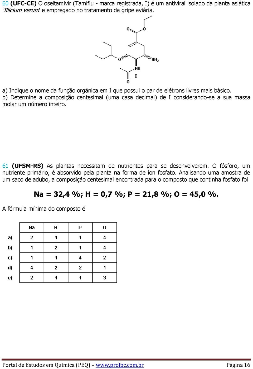 b) Determine a composição centesimal (uma casa decimal) de I considerando-se a sua massa molar um número inteiro. 61 (UFSM-RS) As plantas necessitam de nutrientes para se desenvolverem.