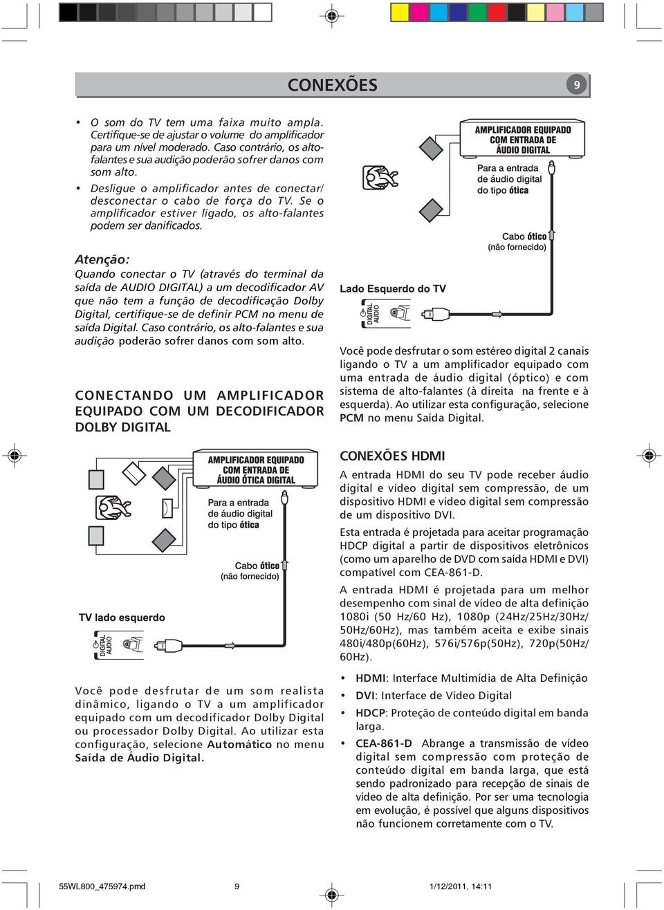 Se o amplificador estiver ligado, os alto-falantes podem ser danificados.