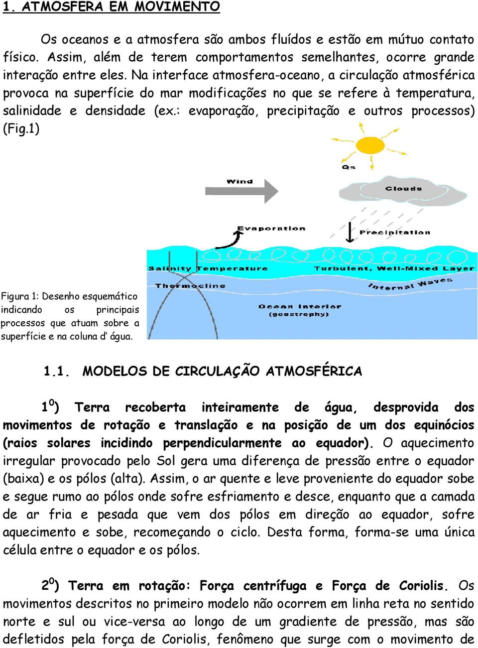 : evaporação, precipitação e outros processos) (Fig.1)