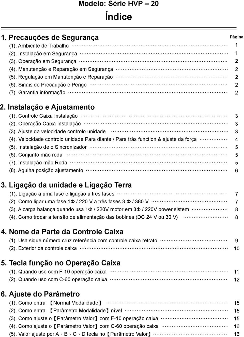 Ajuste da velocidade controlo unidade 3 (4). Velocidade controlo unidade Para diante / Para trás function & ajuste da força 4 (5). Instalação de o Sincronizador 5 (6). Conjunto mão roda 5 (7).