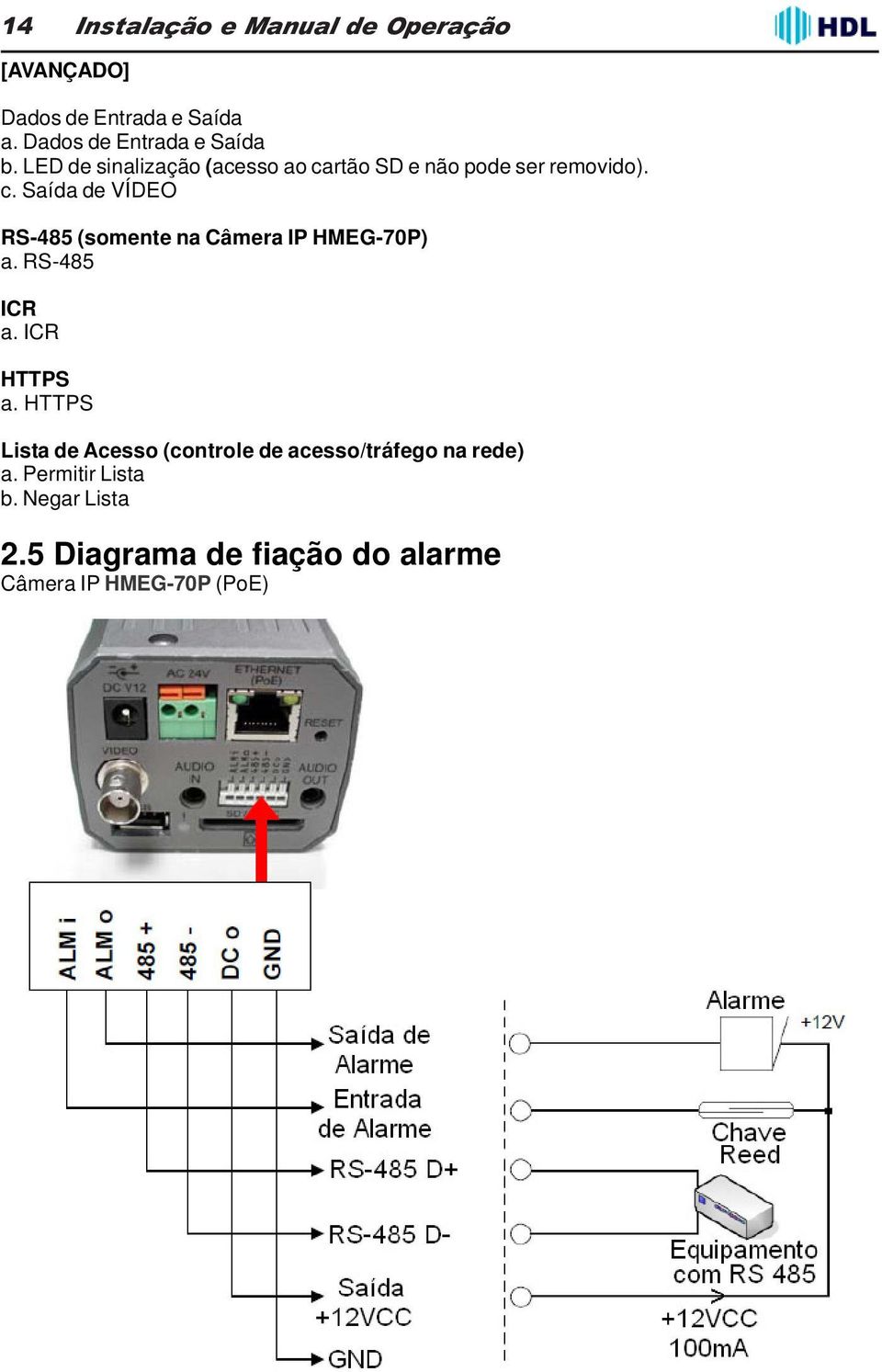 RS-485 ICR a. ICR HTTPS a. HTTPS Lista de Acesso (controle de acesso/tráfego na rede) a.