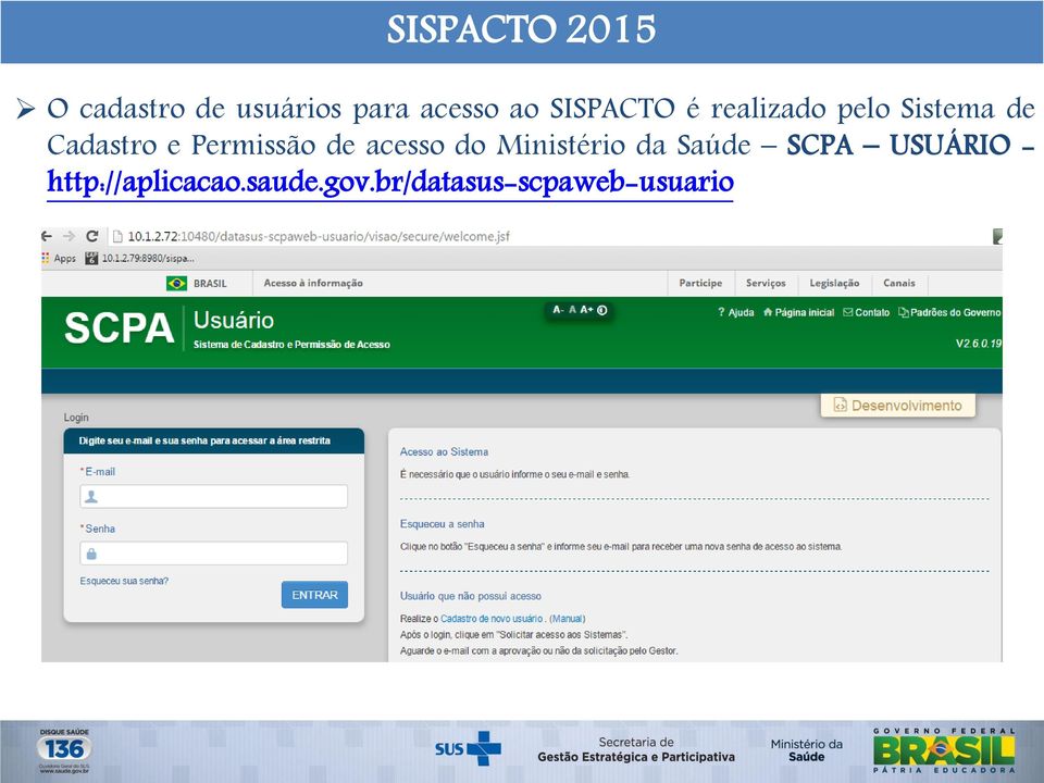 Permissão de acesso do Ministério da Saúde SCPA