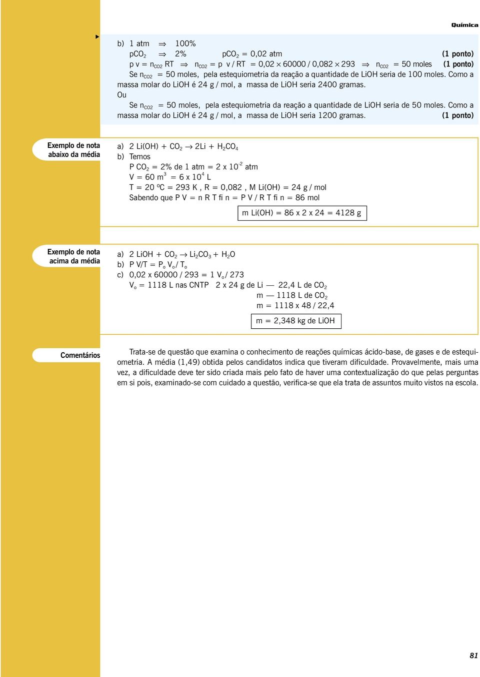 Como a massa molar do LiOH é 24 g / mol, a massa de LiOH seria 1200 gramas.