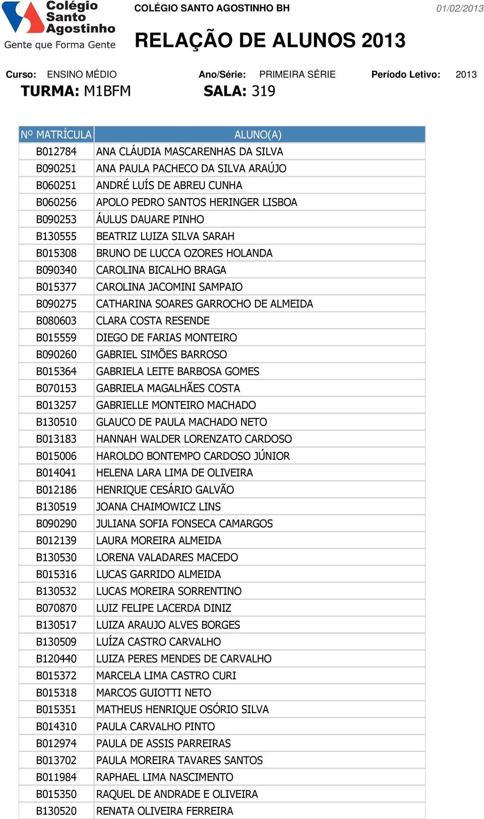 SOARES GARROCHO DE ALMEIDA B080603 CLARA COSTA RESENDE B015559 DIEGO DE FARIAS MONTEIRO B090260 GABRIEL SIMÕES BARROSO B015364 GABRIELA LEITE BARBOSA GOMES B070153 GABRIELA MAGALHÃES COSTA B013257