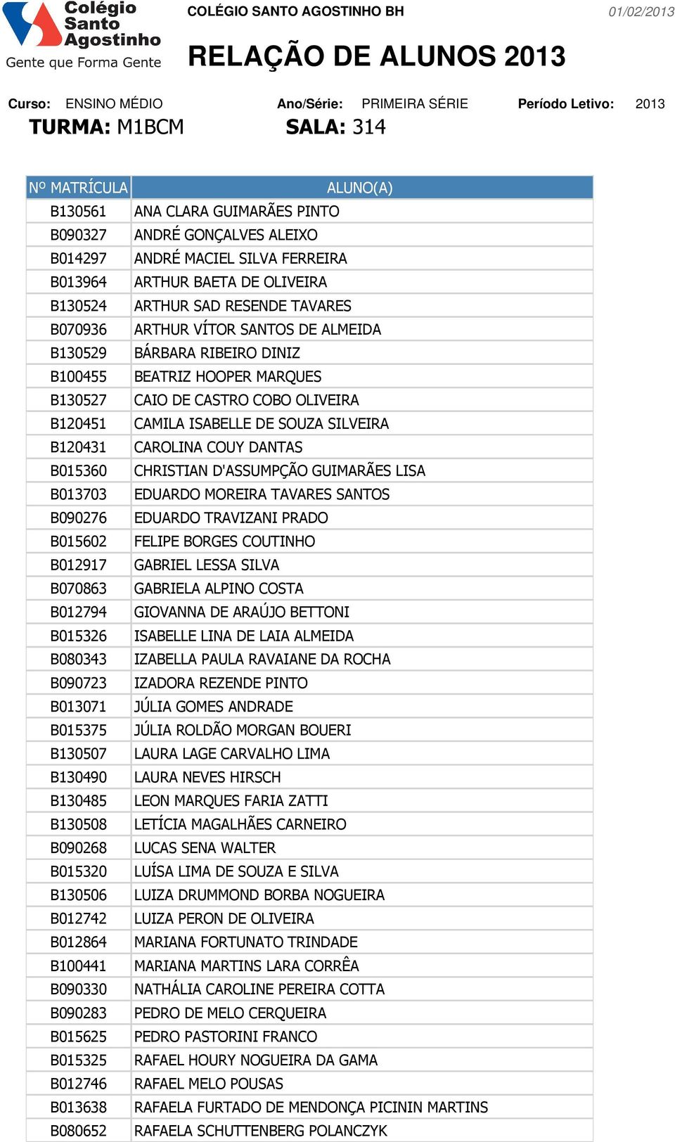 B120431 CAROLINA COUY DANTAS B015360 CHRISTIAN D'ASSUMPÇÃO GUIMARÃES LISA B013703 EDUARDO MOREIRA TAVARES SANTOS B090276 EDUARDO TRAVIZANI PRADO B015602 FELIPE BORGES COUTINHO B012917 GABRIEL LESSA