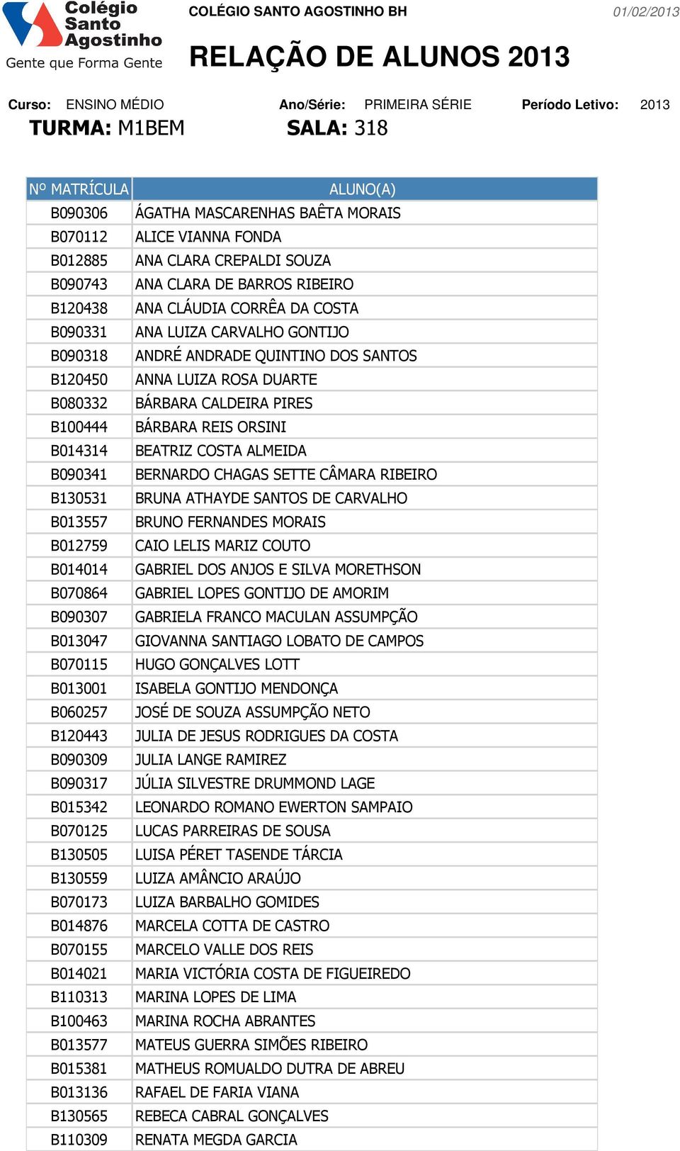 BEATRIZ COSTA ALMEIDA B090341 BERNARDO CHAGAS SETTE CÂMARA RIBEIRO B130531 BRUNA ATHAYDE SANTOS DE CARVALHO B013557 BRUNO FERNANDES MORAIS B012759 CAIO LELIS MARIZ COUTO B014014 GABRIEL DOS ANJOS E