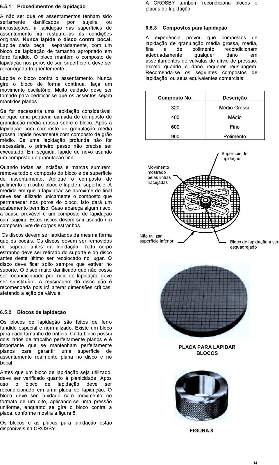 O bloco mantém o composto de lapidação nos poros de sua superfície e deve ser recarregado freqüentemente. Lapide o bloco contra o assentamento.